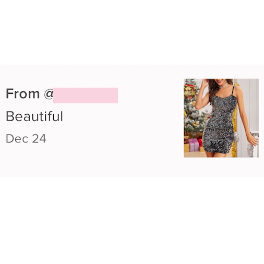 Silver Sequined Black Mini Cami Dress - Picture 7 of 9